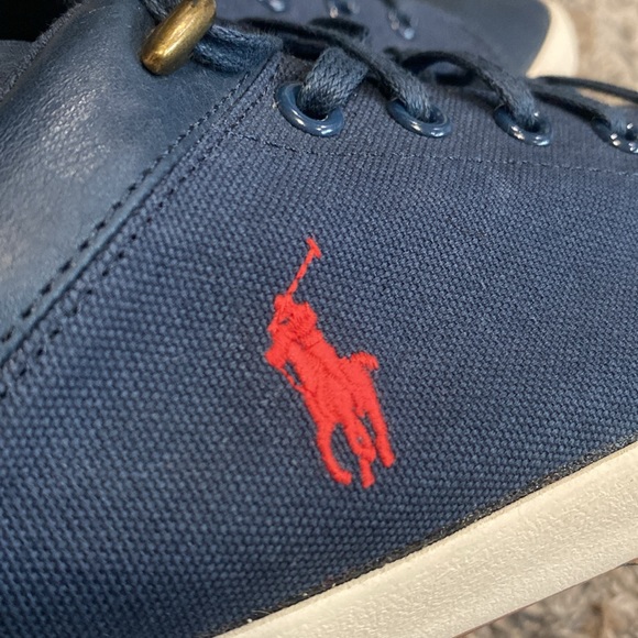 NWOB Polo by Ralph Lauren navy Blue canvas Sneakers Classic Design sz 10 - Picture 9 of 14